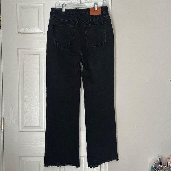 Princess Polly Black Wide Leg Long Jeans Recycled Cotton Size 8 Grunge Y2K - Picture 4 of 7